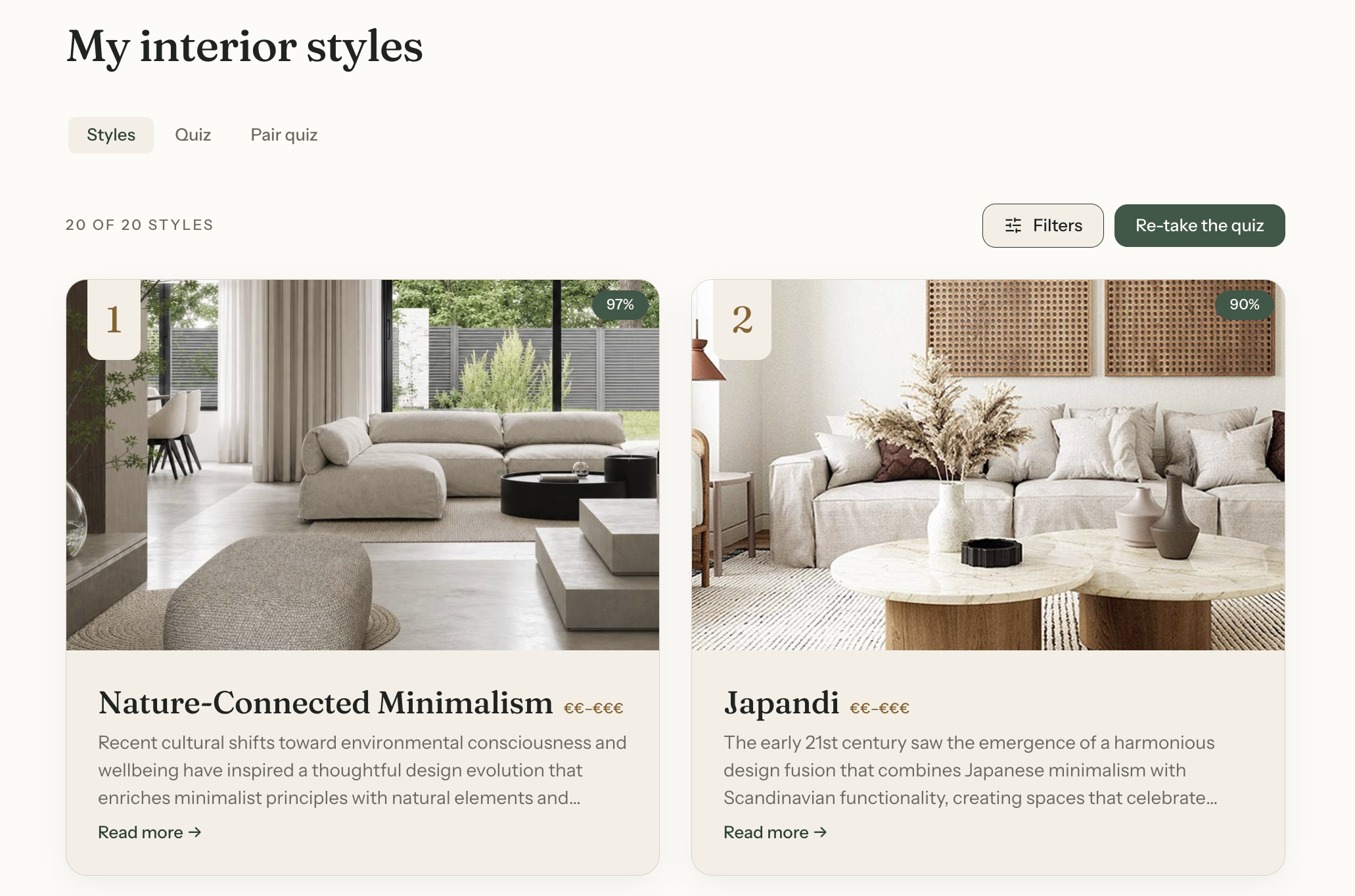 You can take a free style quiz to find your interior style